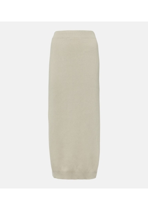 Brunello Cucinelli Ribbed-knit cotton midi skirt