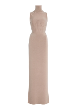 Nensi Dojaka Corseted Roll-Neck Knit Maxi Dress - Moda Operandi