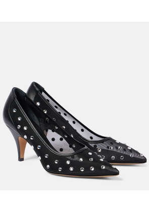 Khaite River embellished leather-trimmed pumps