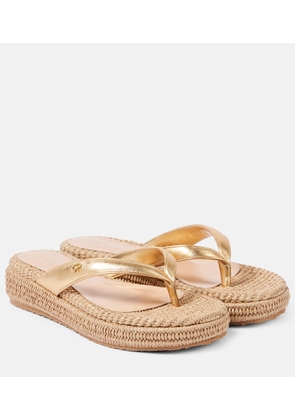 Gianvito Rossi Woven metallic leather thong sandals