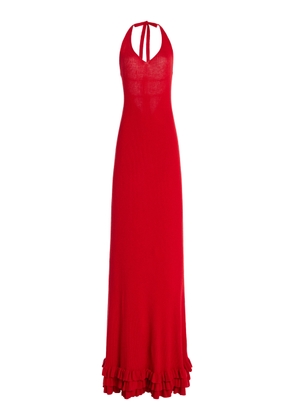 Brandon Maxwell Exclusive The Brighton Ruffled Cashmere Halter Maxi Dress - Moda Operandi