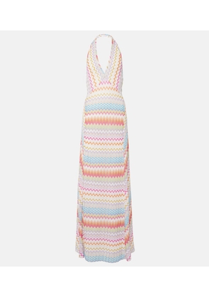 Missoni Zig Zag halterneck lame maxi dress