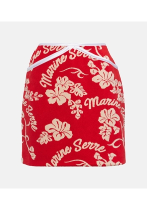 Marine Serre Leather-trimmed jacquard miniskirt