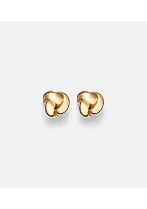 Stone and Strand Puffed Knot 14kt gold earrings