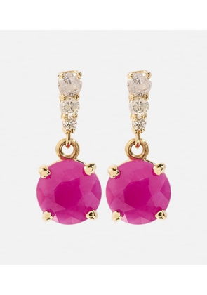 Stone and Strand 14kt gold earrings with rubies and diamonds