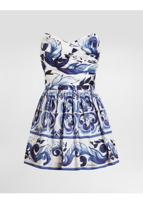 DG EXCLUSIVE Dolce & Gabbana Majolica-print Cotton Satin Dress - Woman Dresses Blue 38
