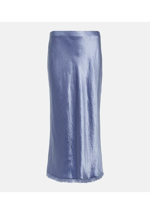 Vince Fringed satin midi skirt