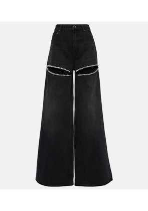 Area Crystal-embellished wide-leg jeans