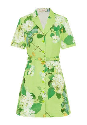 Leo Lin Brigitte Mini Dress - Hydrangea In Lime - Moda Operandi