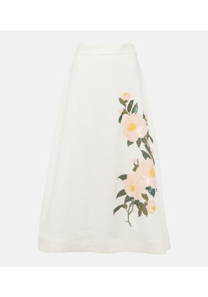 Zimmermann Natura embellished linen organza midi skirt