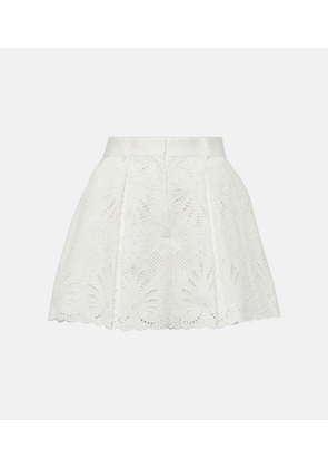 Self-Portrait High-rise embroidered cotton shorts