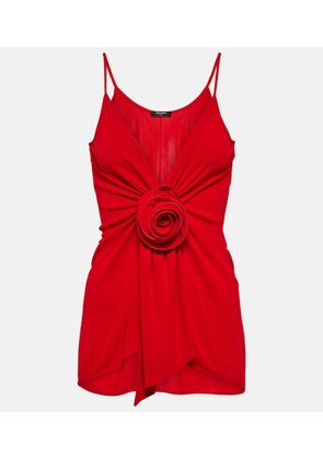 Balmain Floral-applique gathered crepe top