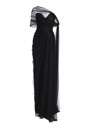 Monique Lhuillier Strapless Draped Gown With Detachable Wrap - Moda Operandi