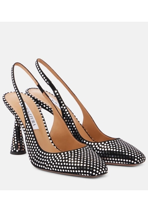 Aquazzura Amore embellished leather slingback pumps