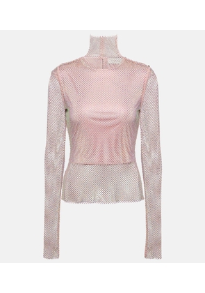 Sportmax Fishnet embellished turtleneck top