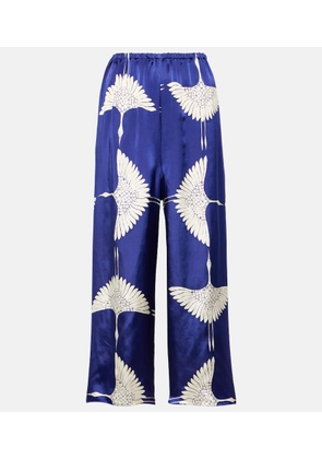 Khaite Mindy printed twill wide-leg pants
