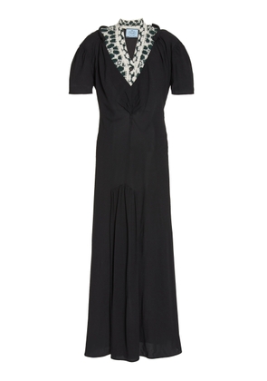Prada Wool-Paneled Stretch-Crepe Maxi Dress - Moda Operandi
