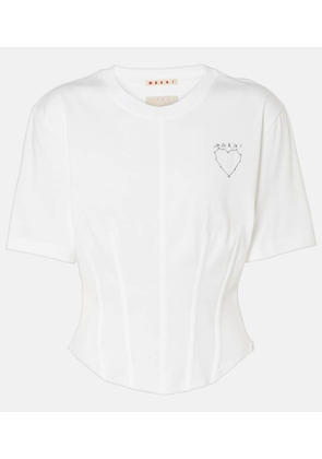 Marni Embroidered cotton bustier top