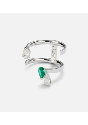 Repossi Serti Sur Vide 18kt white gold ring with diamonds and emerald
