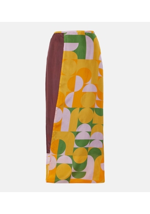 Dries Van Noten Printed silk satin maxi skirt