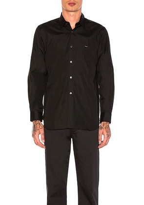 COMME des GARCONS PLAY Small Black Emblem Cotton Button Down in Black - Black. Size M (also in S).