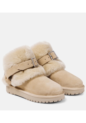 Burberry Shearling-trimmed suede ankle boots
