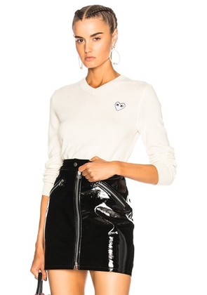 COMME des GARCONS PLAY White Heart Pullover in Natural - Cream. Size L (also in S, M).
