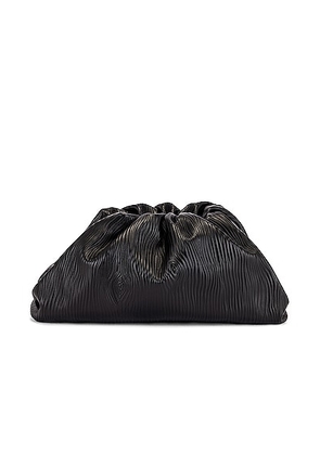 Bottega Veneta Leather Bark Pouch Clutch in Black & Silver - Black. Size all.