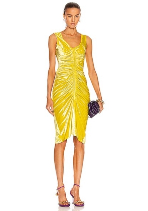 Bottega Veneta Velvet Stretch Dress in Kiwi - Yellow. Size 38 (also in ).
