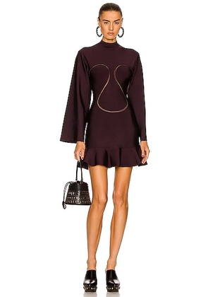 ALAÏA Skater Dress in Aubergine - Purple. Size 34 (also in 38).