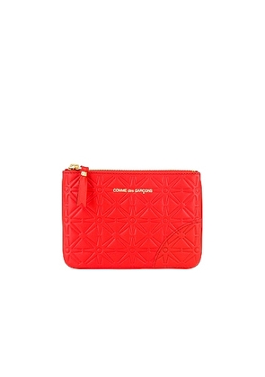 COMME des GARCONS Embossed Leather Zip Wallet in Orange - Orange. Size all.
