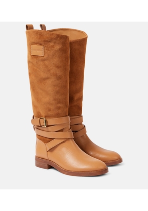 See By Chloe Anim suede-trimmed leather knee-high boots