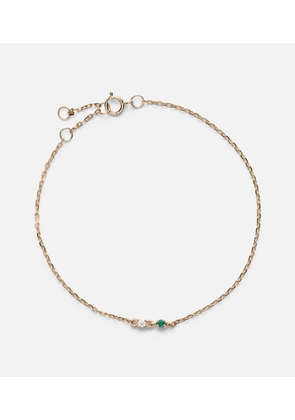 Stone and Strand Tiny Emerald Goddess 14kt gold bracelet with emerald and diamonds