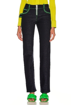 Bottega Veneta Embroidered Cotton Denim Parakeet Trouser in Navy - Navy. Size 34 (also in ).