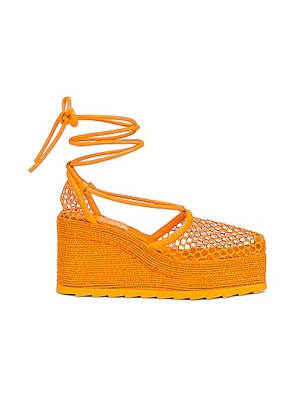 Bottega Veneta Stretch Lace Up Espadrilles in Tangerine - Orange. Size 38 (also in 40).