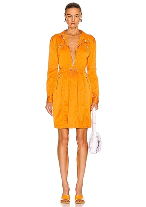 Bottega Veneta Fluid Satin Long Sleeve Dress in Tangerine - Orange. Size 38 (also in ).