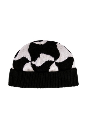 Bottega Veneta Wavy Triangle Wool Beanie in Black & White - Black. Size all.