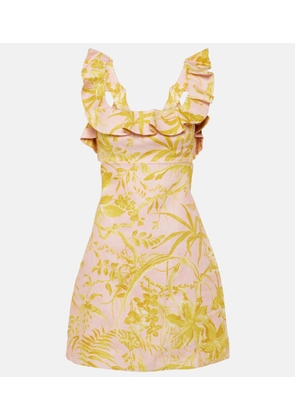 Zimmermann Golden Ruffle floral linen minidress