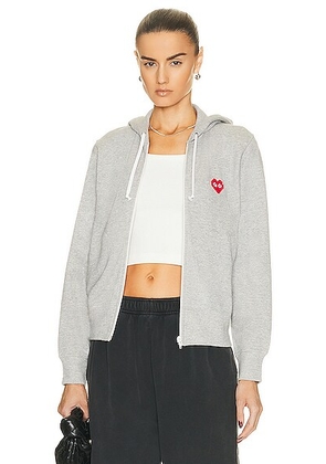 COMME des GARCONS PLAY Invader Hooded Sweatshirt in Grey - Light Grey. Size XS (also in ).