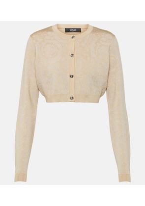 Versace Barocco cropped lame cardigan