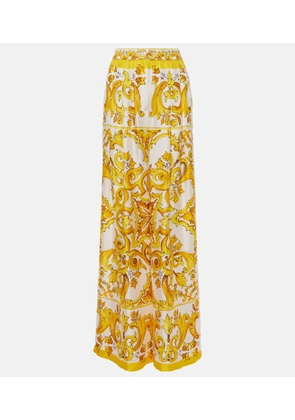 Dolce&Gabbana Majolica silk twill palazzo pants