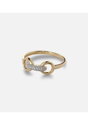 Stone and Strand Bridle 14kt gold ring with diamonds