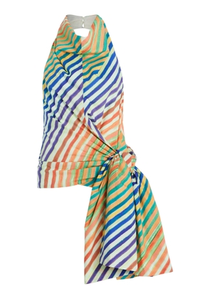 Christopher John Rogers Crayon-Striped Cotton-Poplin Sarong Top - Moda Operandi