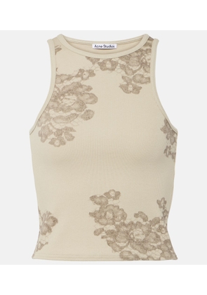 Acne Studios Printed ribbed-knit cotton-blend tank top