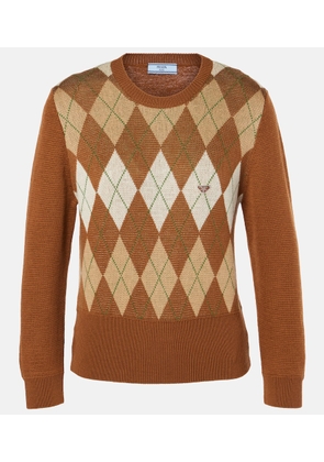 Prada Argyle cropped wool sweater