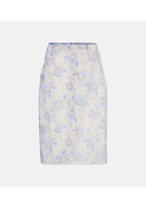 Prada Floral sheer chiffon pencil skirt