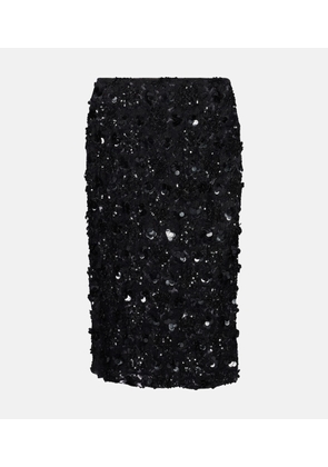 Dolce&Gabbana Floral-applique sequined pencil skirt
