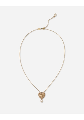 Dolce & Gabbana Devotion Necklace 18 Carat Yellow Gold, Diamonds And Pearls - Woman Necklaces Gold Onesize