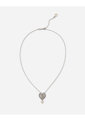 Dolce & Gabbana Devotion Necklace 18 Carat White Gold, Diamonds And Pearls - Woman Necklaces White Onesize