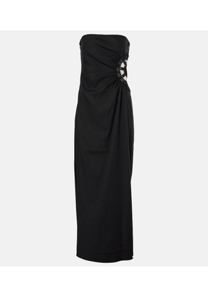 SIR Dorian embroidered linen and cotton maxi dress